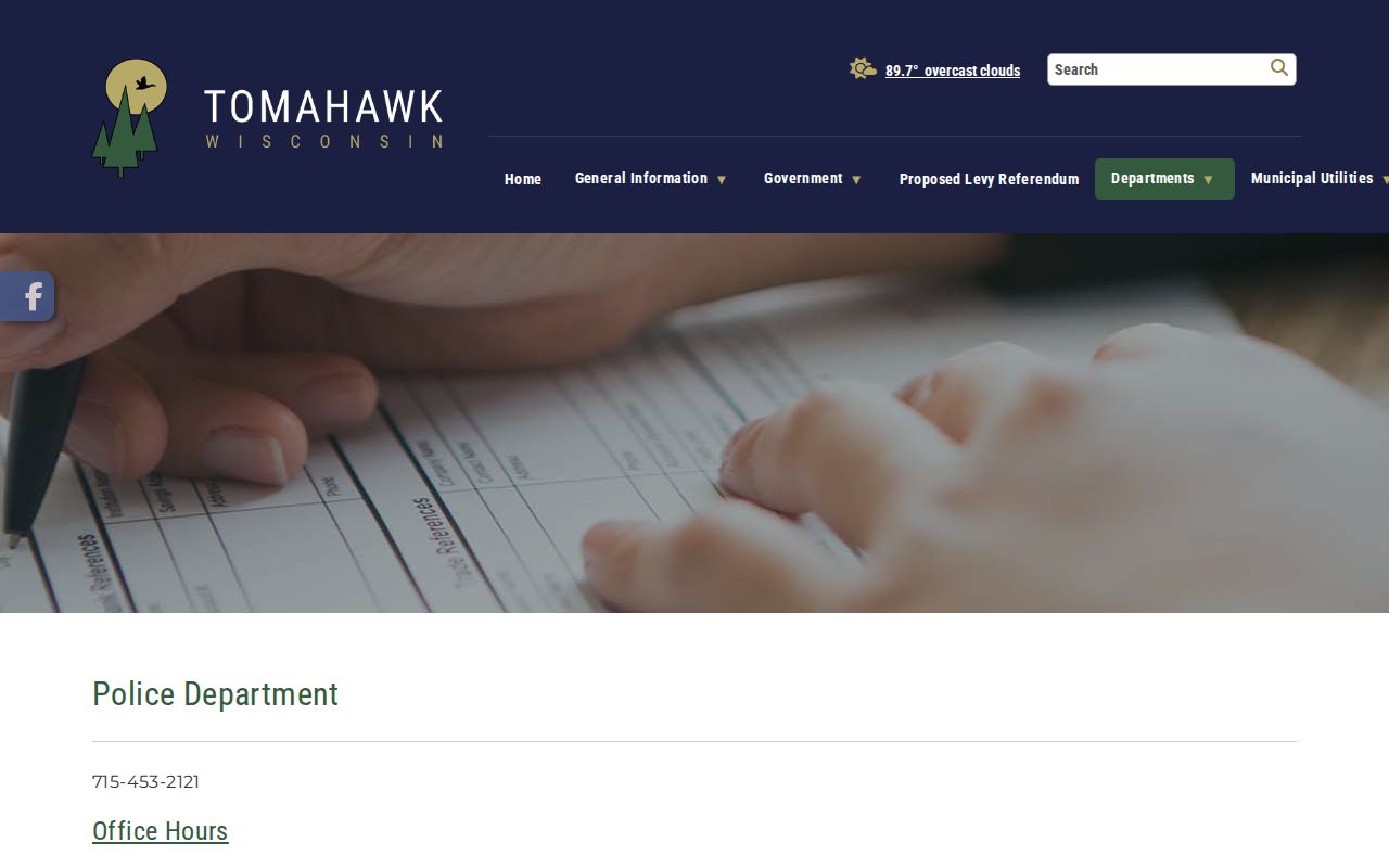 Lincoln County Tomahawk Police Department contact page for arrest-record requests